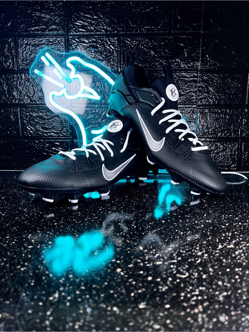 Nike Huarache 9 Elite Low LAX Lacrosse Cleats Black White FD0089-002 - Size 13